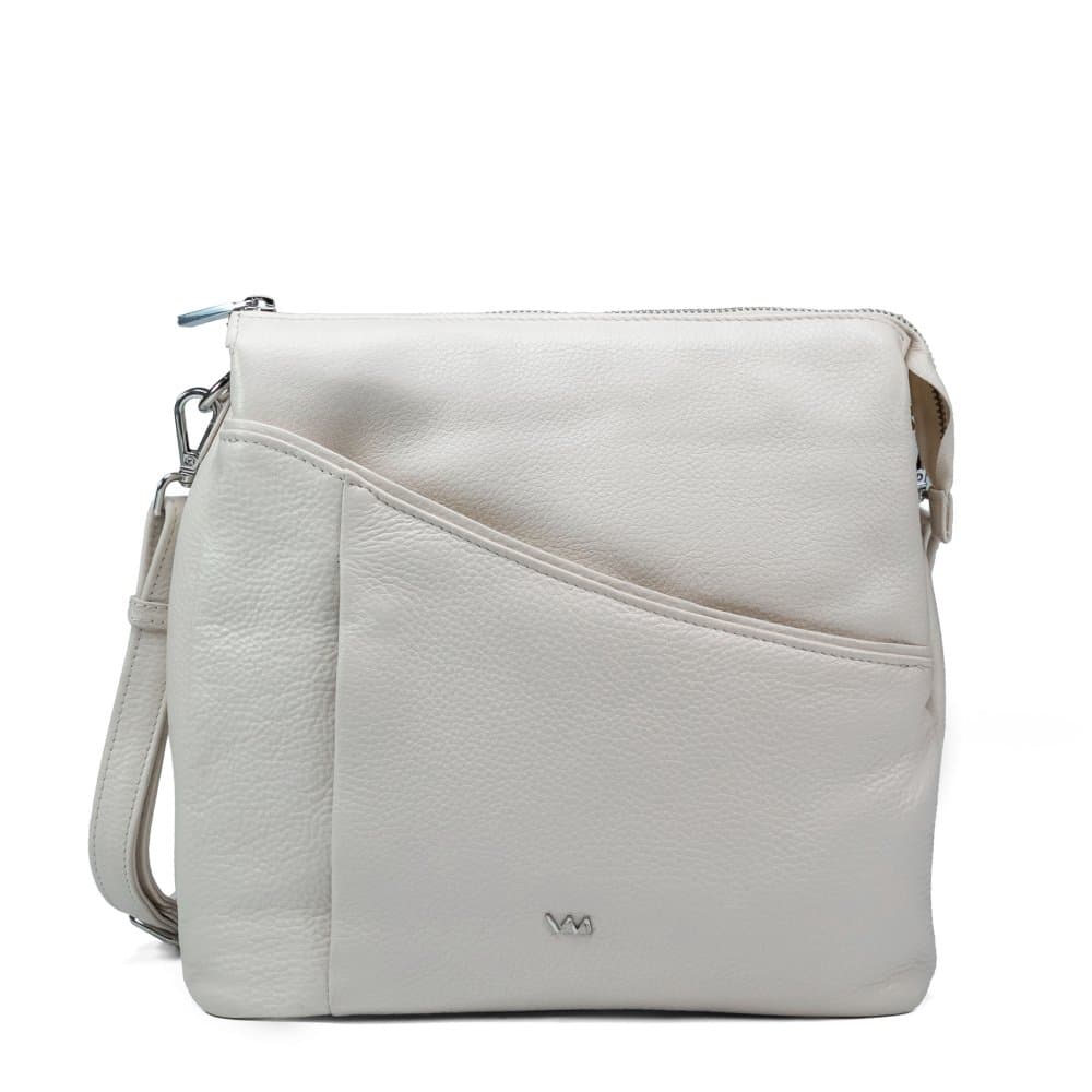 VALMIO Dámská kožená crossbody kabelka Livia – béžová