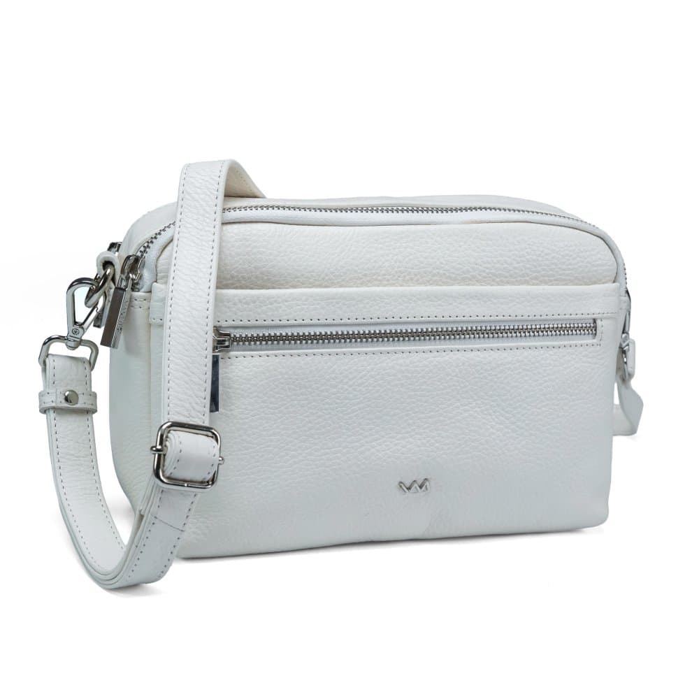 VALMIO Dámská kožená crossbody kabelka Fide - bílá