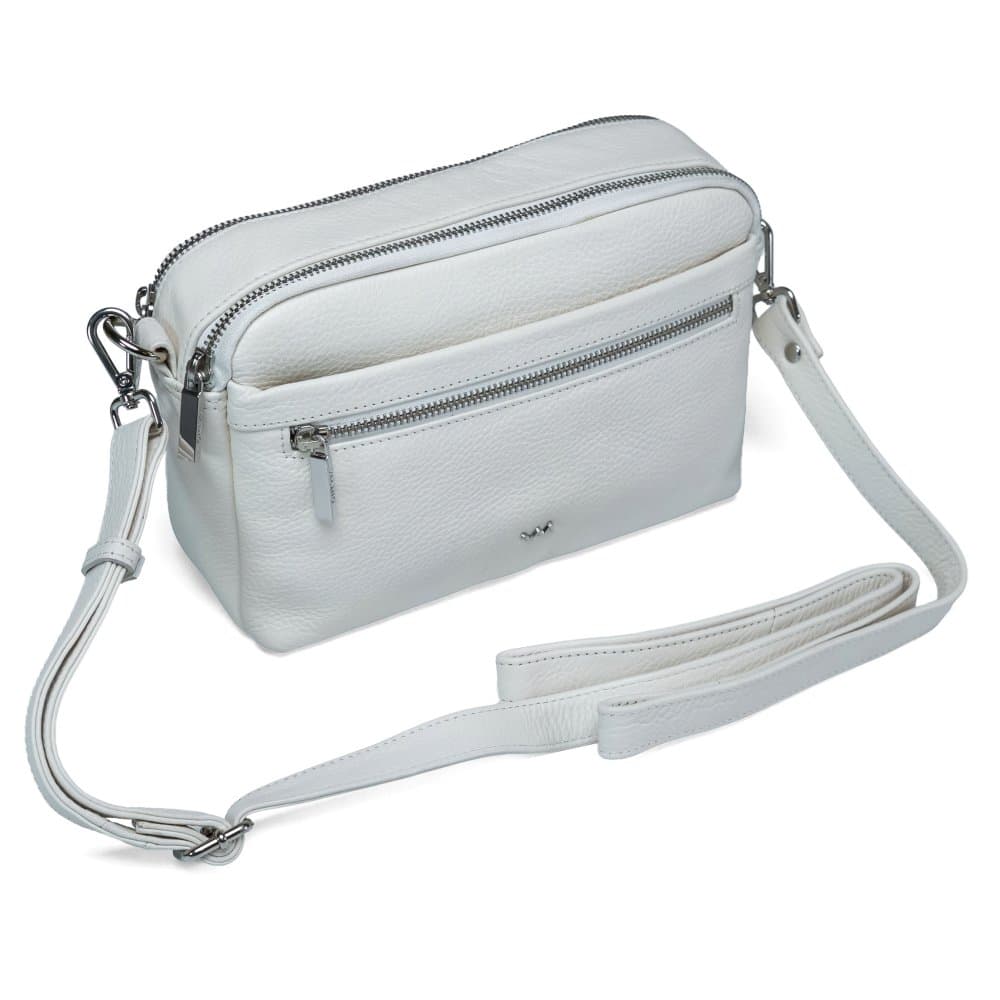 VALMIO Dámská kožená crossbody kabelka Fide - bílá 2