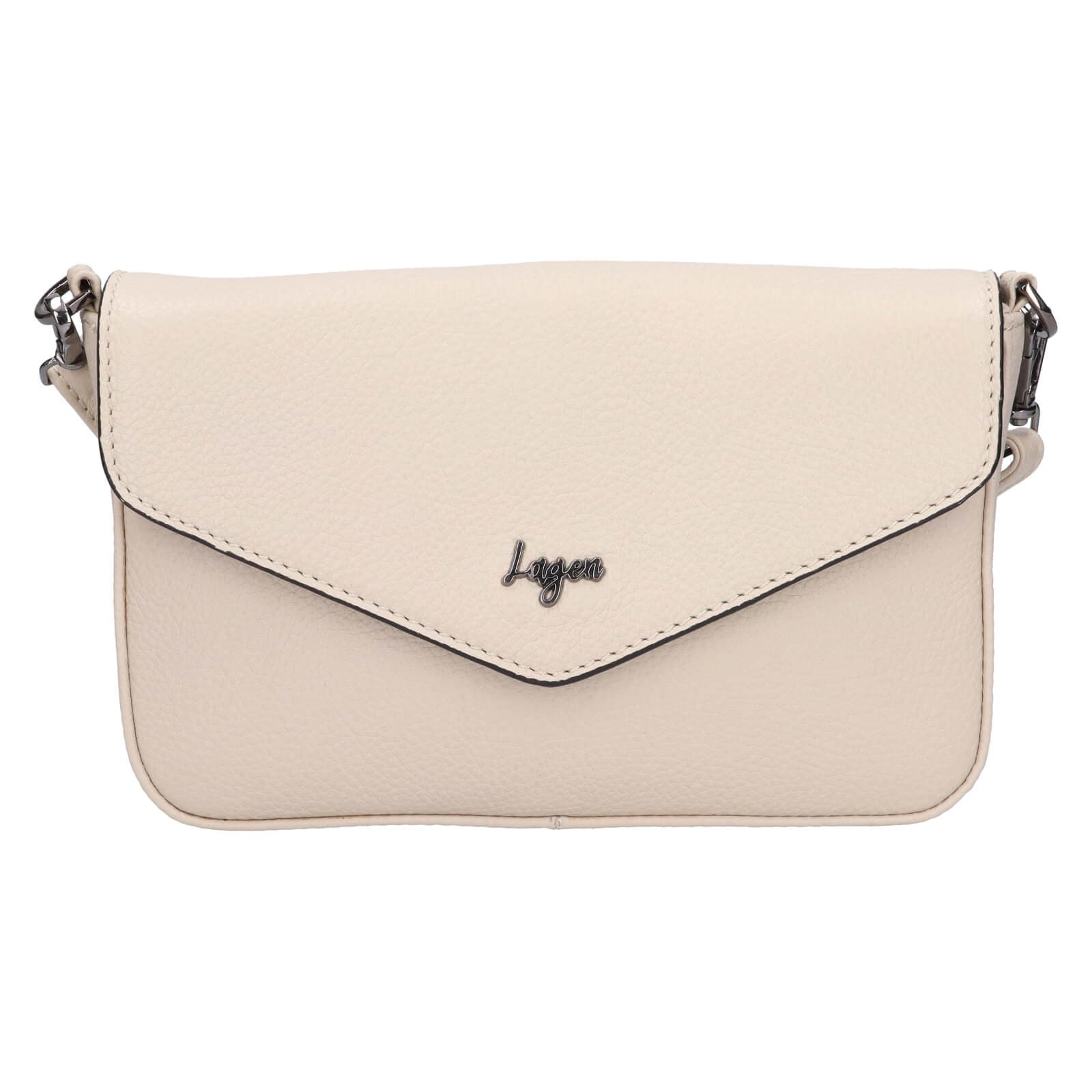 Kožená crossbody kabelka Lagen Rikke, krémová