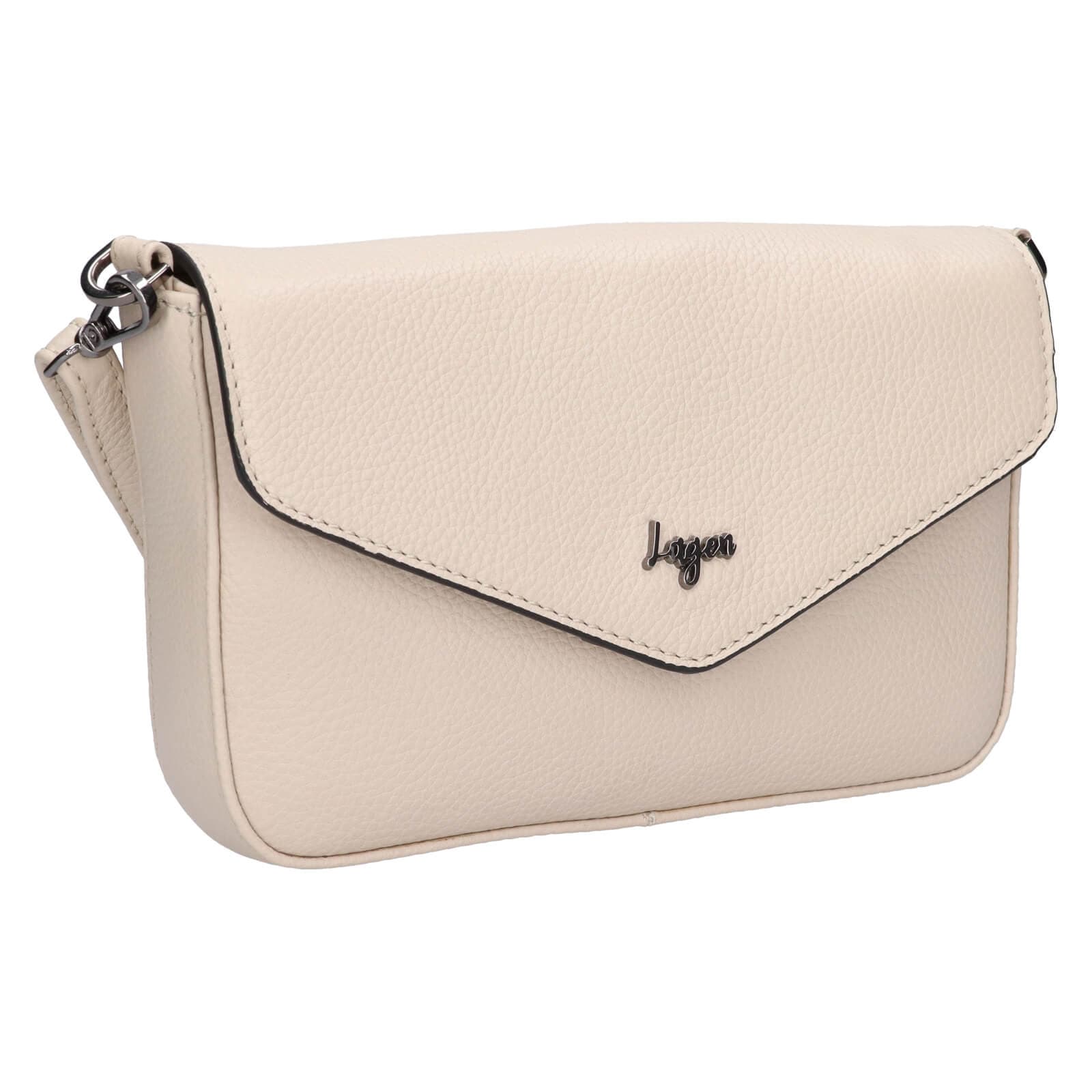 Kožená crossbody kabelka Lagen Rikke, krémová 2