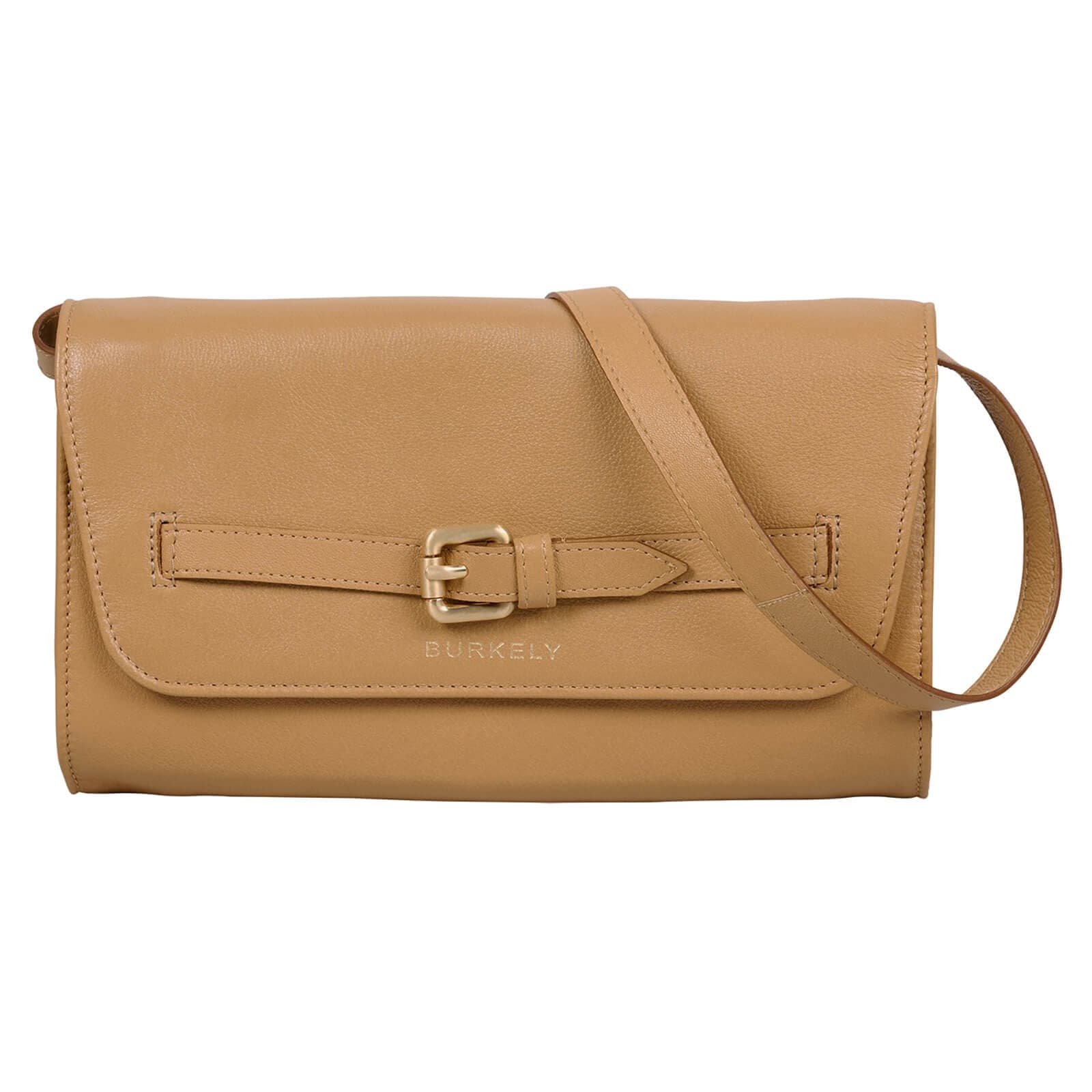 Crossbody kožená kabelka Burkely Clutch, hnědá