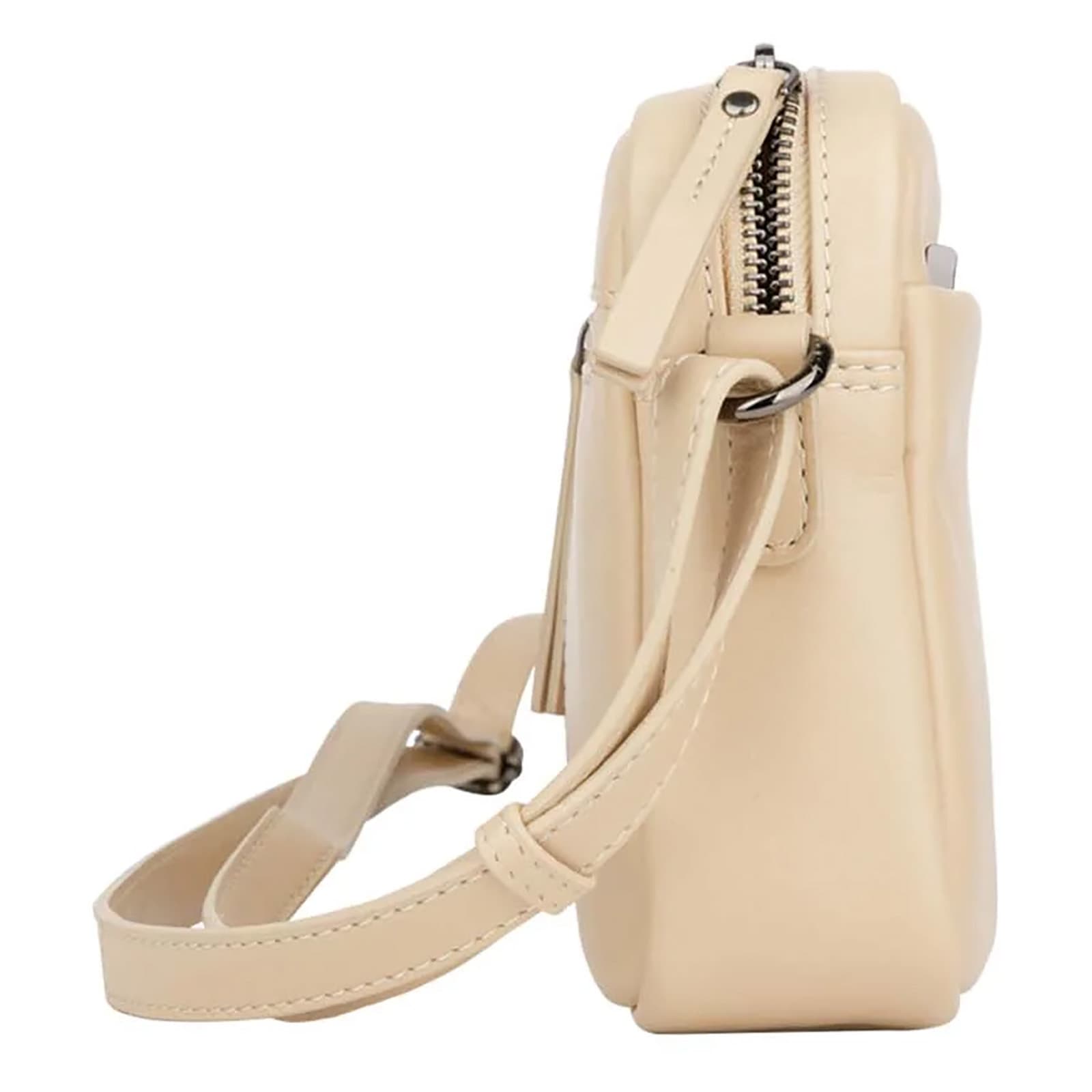 Kožená crossbody kabelka Bellicci Pia, krémová 4