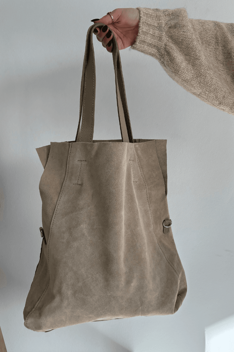 Boto semišová shopper taška světle béžová