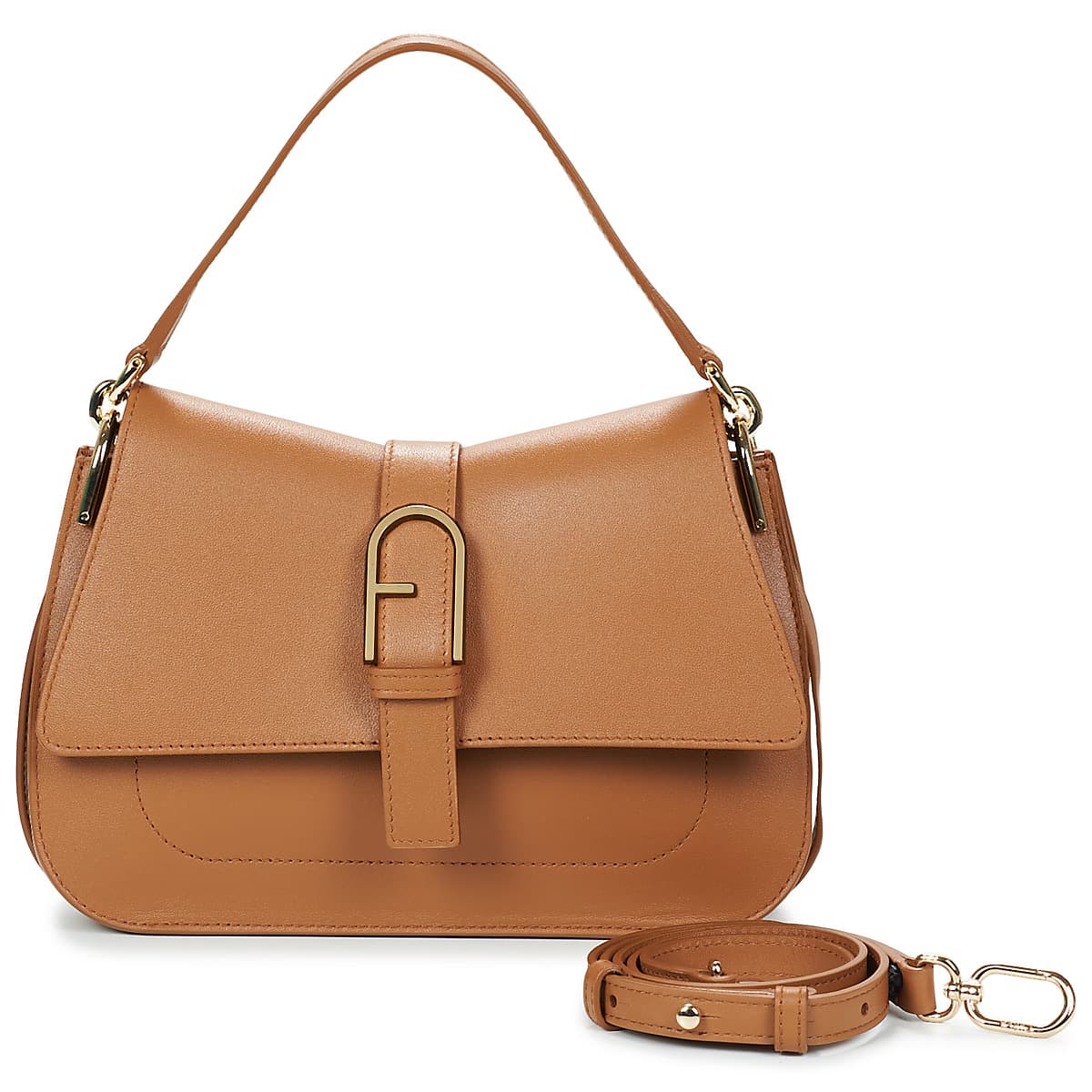 Kabelka přes rameno Furla Flow M TOP Handle, hnědá