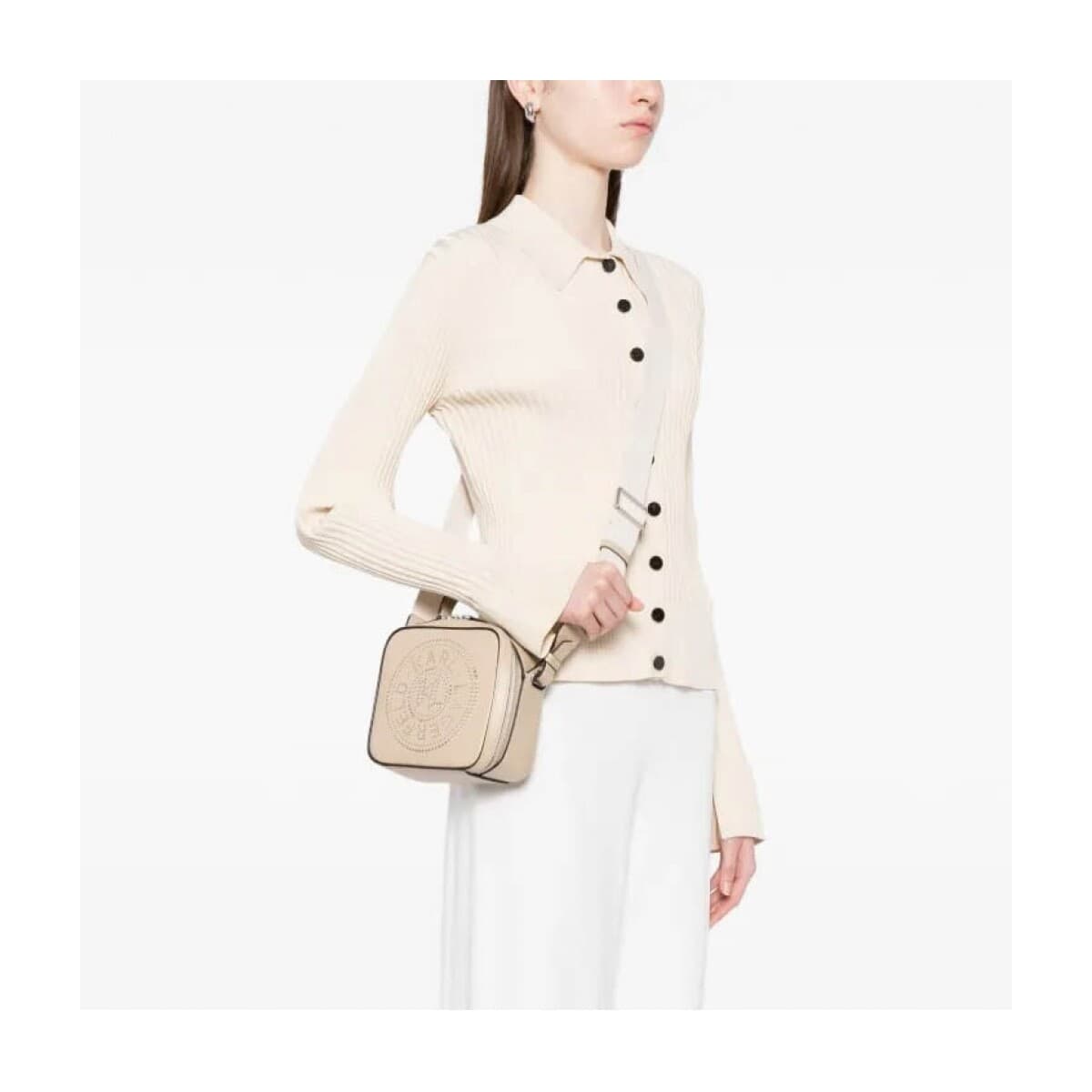 Kabelka přes rameno Karl Lagerfeld Kcircle Tph Crossbody Perf, béžová