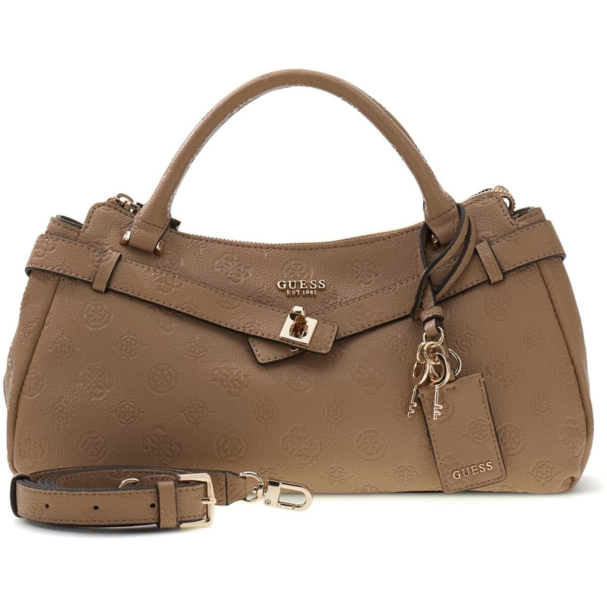 Kabelka Guess Ella Logo Girlfriend Satchel, hnědá