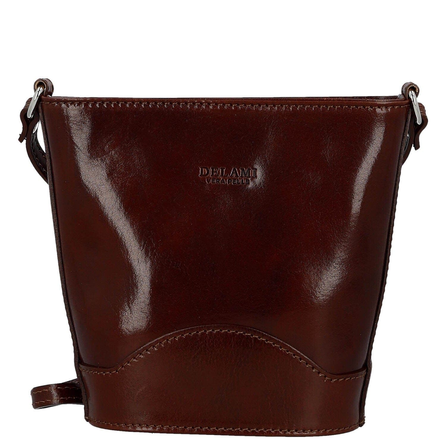Kožená crossbody kabelka Delami Vera Pelle Saimix, hnědá