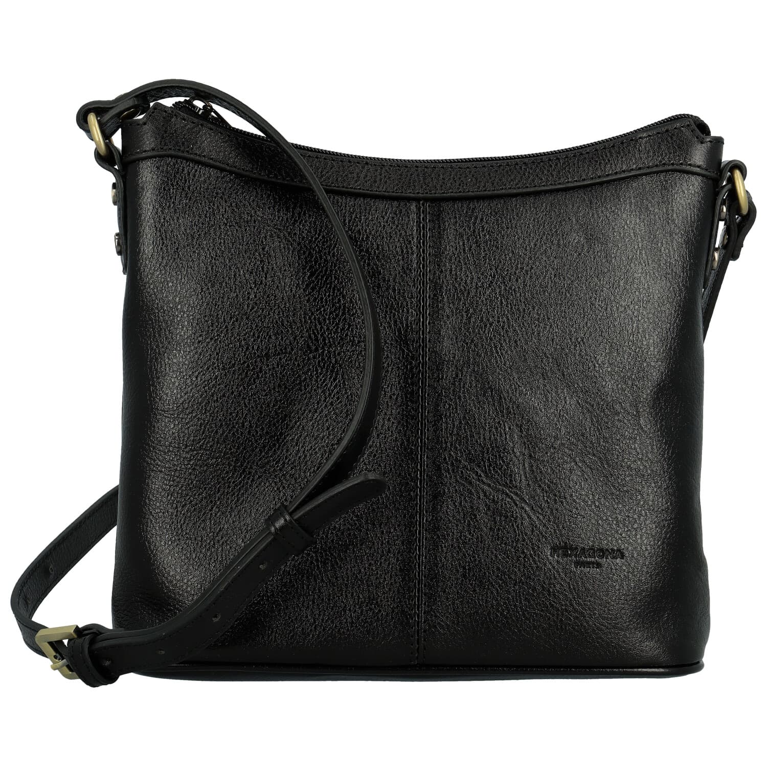 Kožená crossbody kabelka Hexagona Karmen, černá