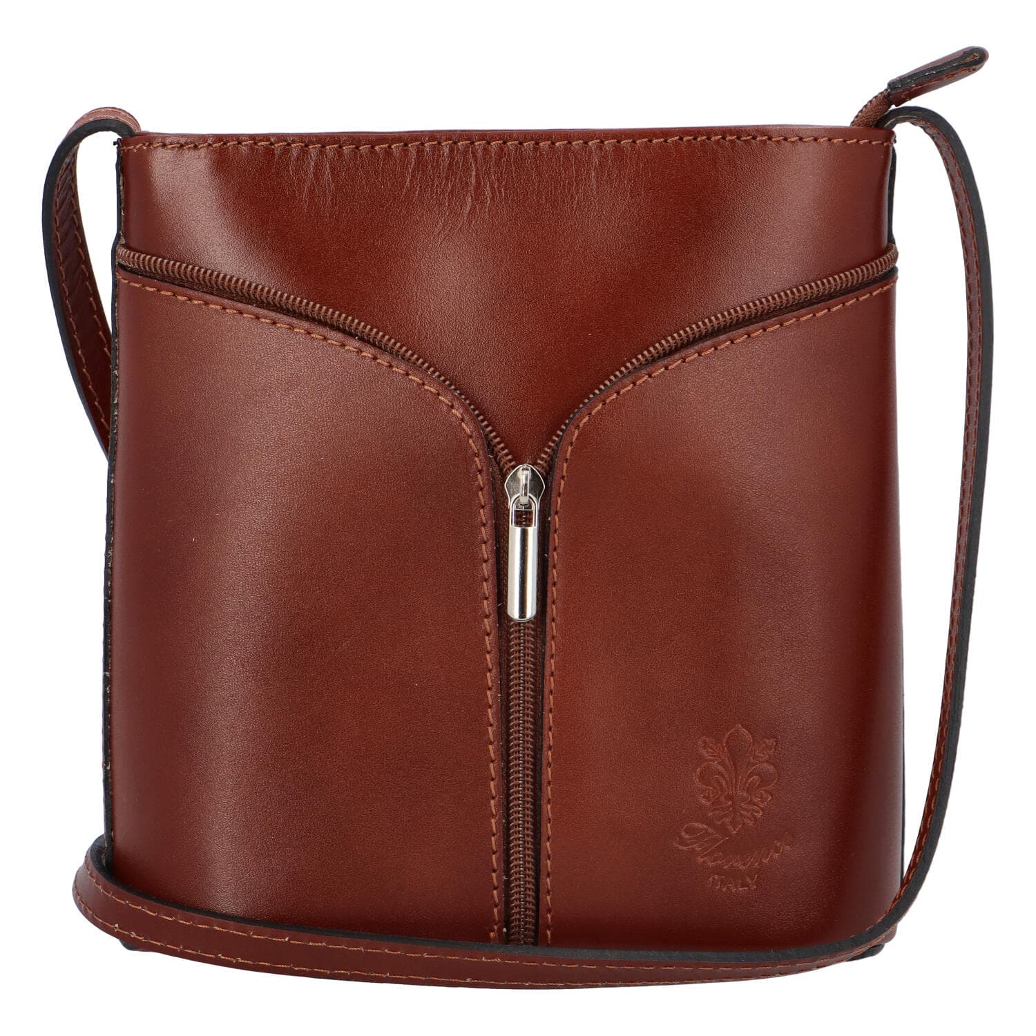 Kožená crossbody kabelka ItalY Hallie, hnědá