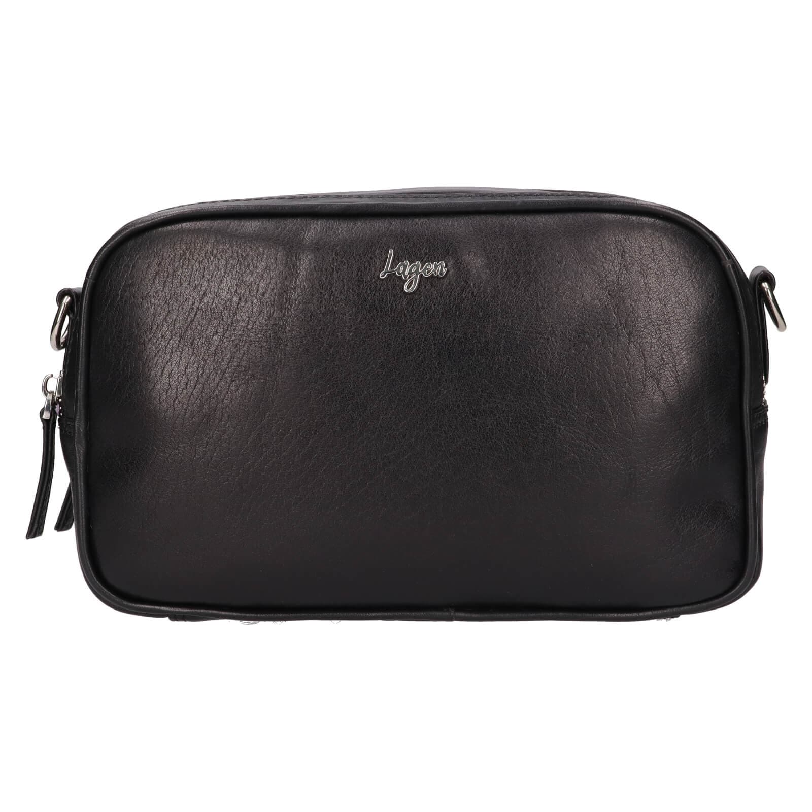 Kožená crossbody kabelka Lagen Silvera, černá