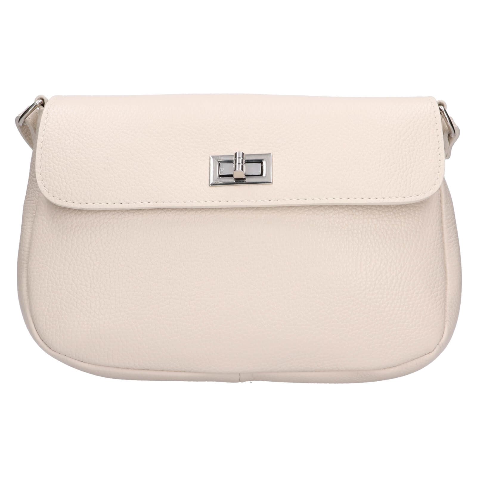 Kožená crossbody kabelka Italia Arabela, krémová