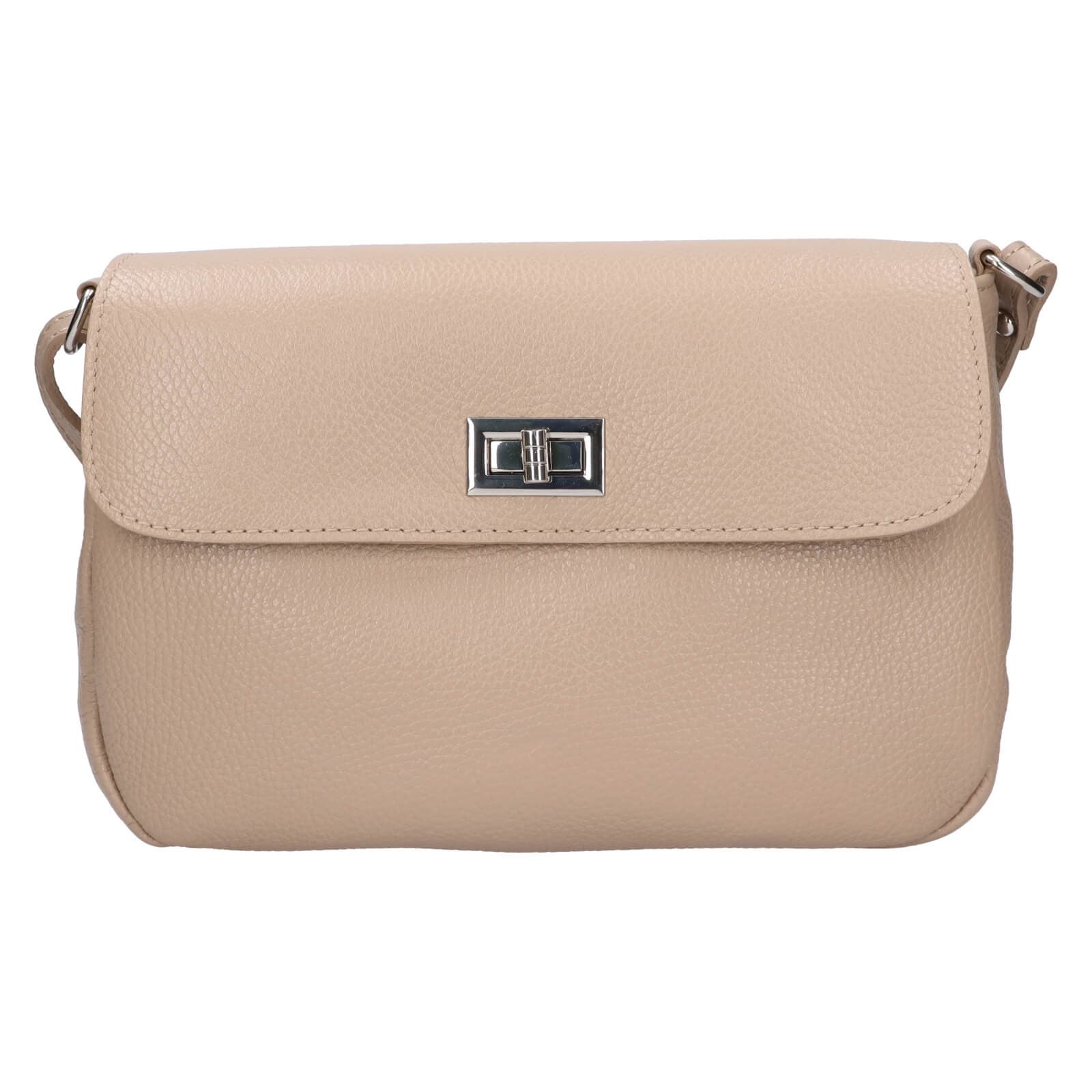 Kožená crossbody kabelka Italia Arabela, béžová