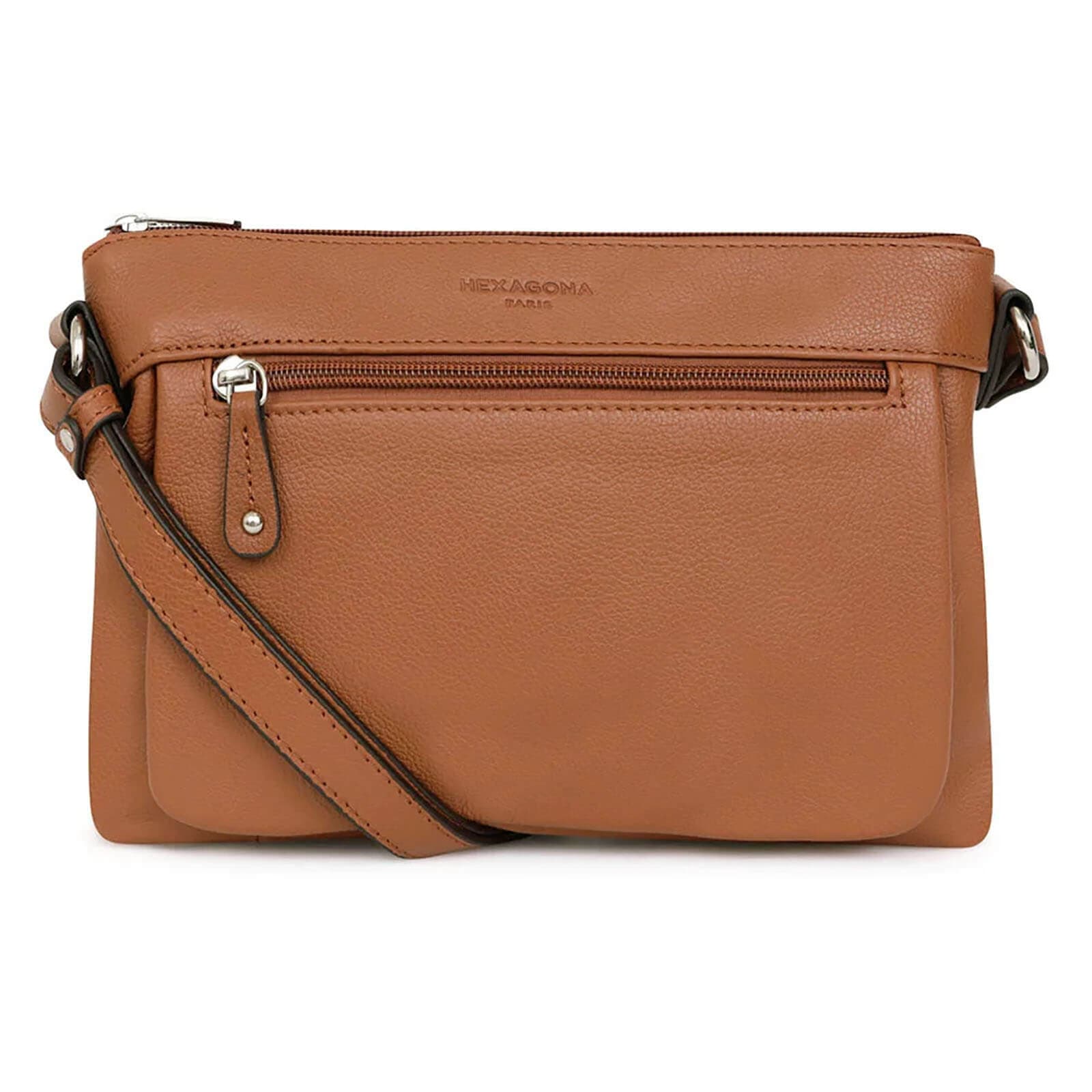 Kožená crossbody kabelka Hexagona Violla, hnědá