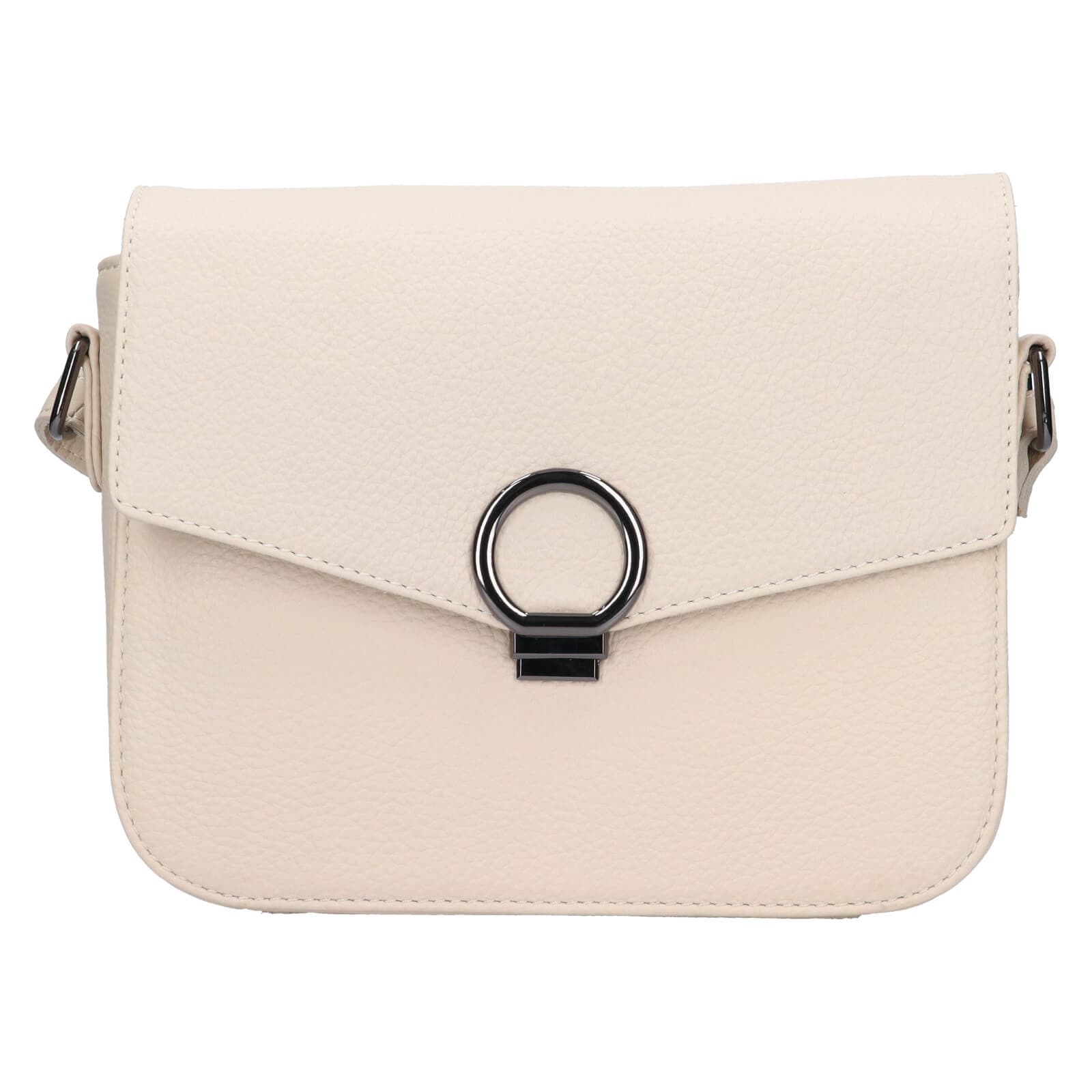 Kožená crossbody kabelka Lagen Simoa, krémová