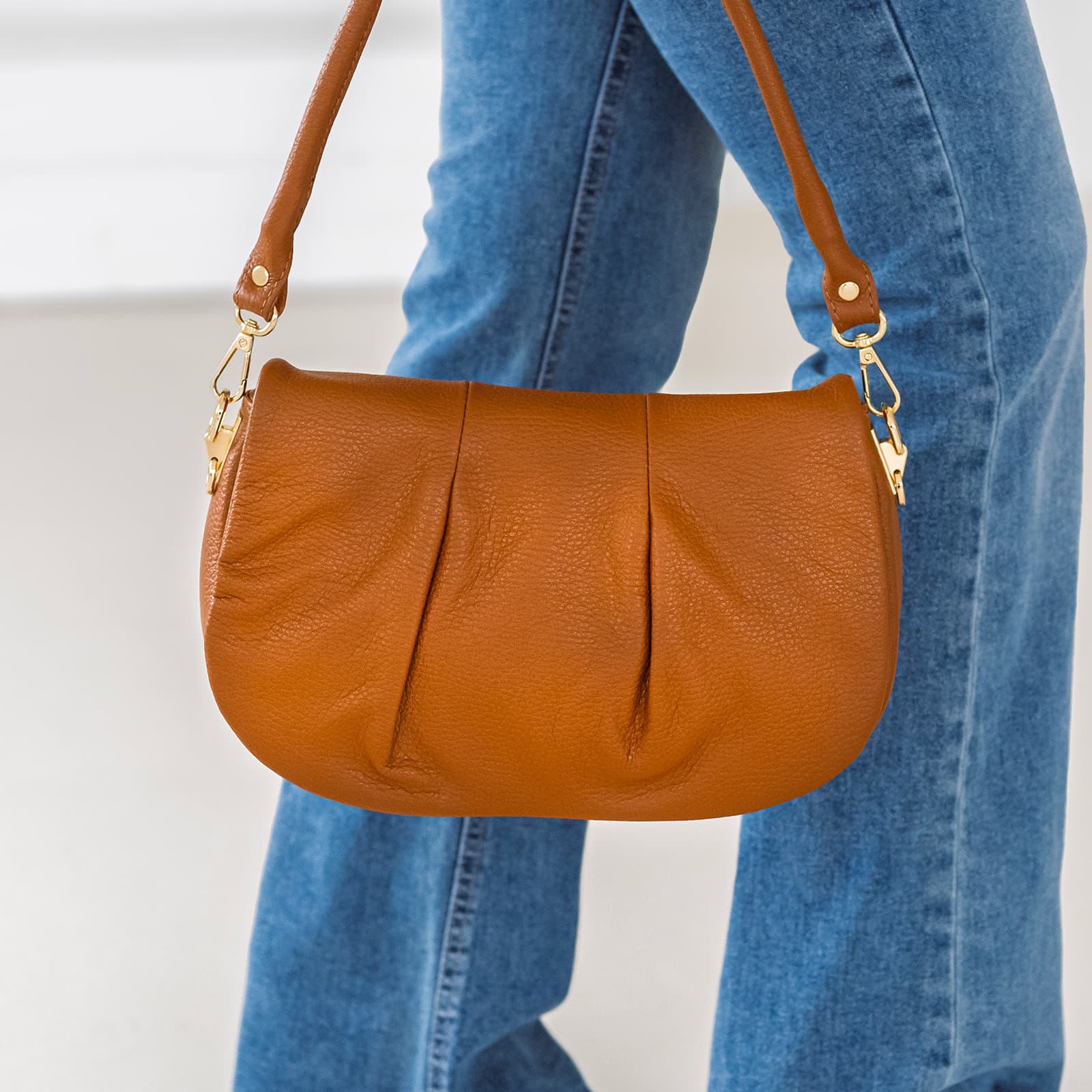 Kožená crossbody kabelka Italia Sima, hnědá