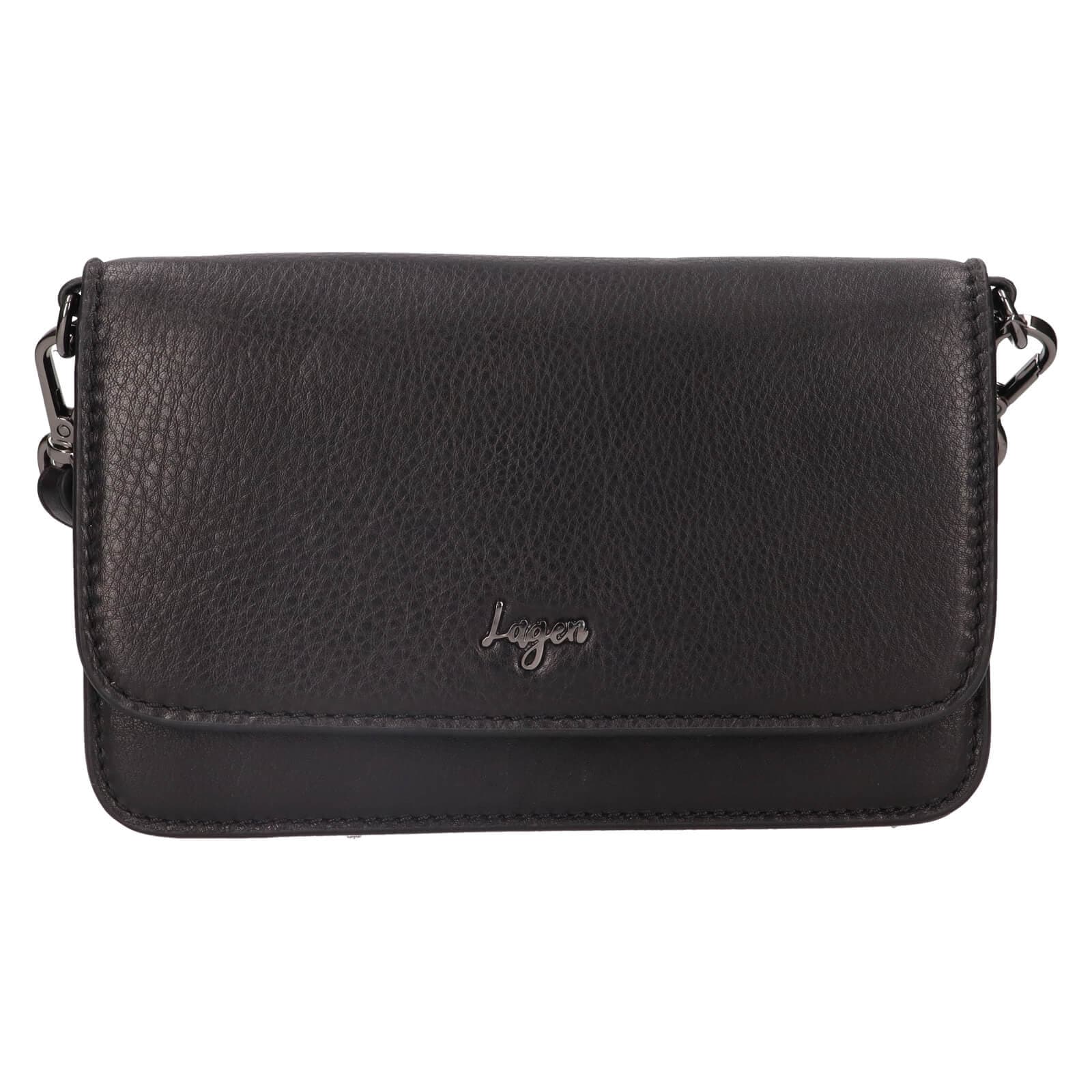Kožená crossbody kabelka Lagen Orsa, černá