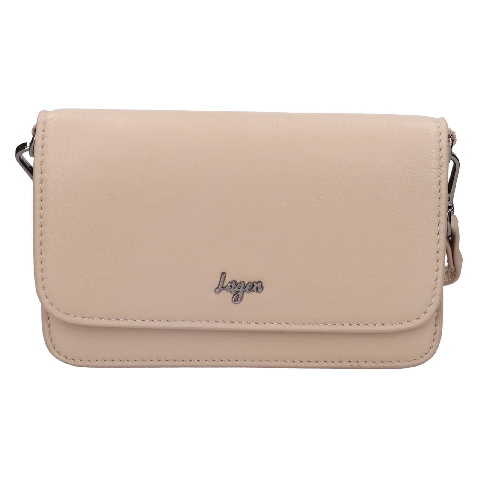 Kožená crossbody kabelka Lagen Orsa, béžová
