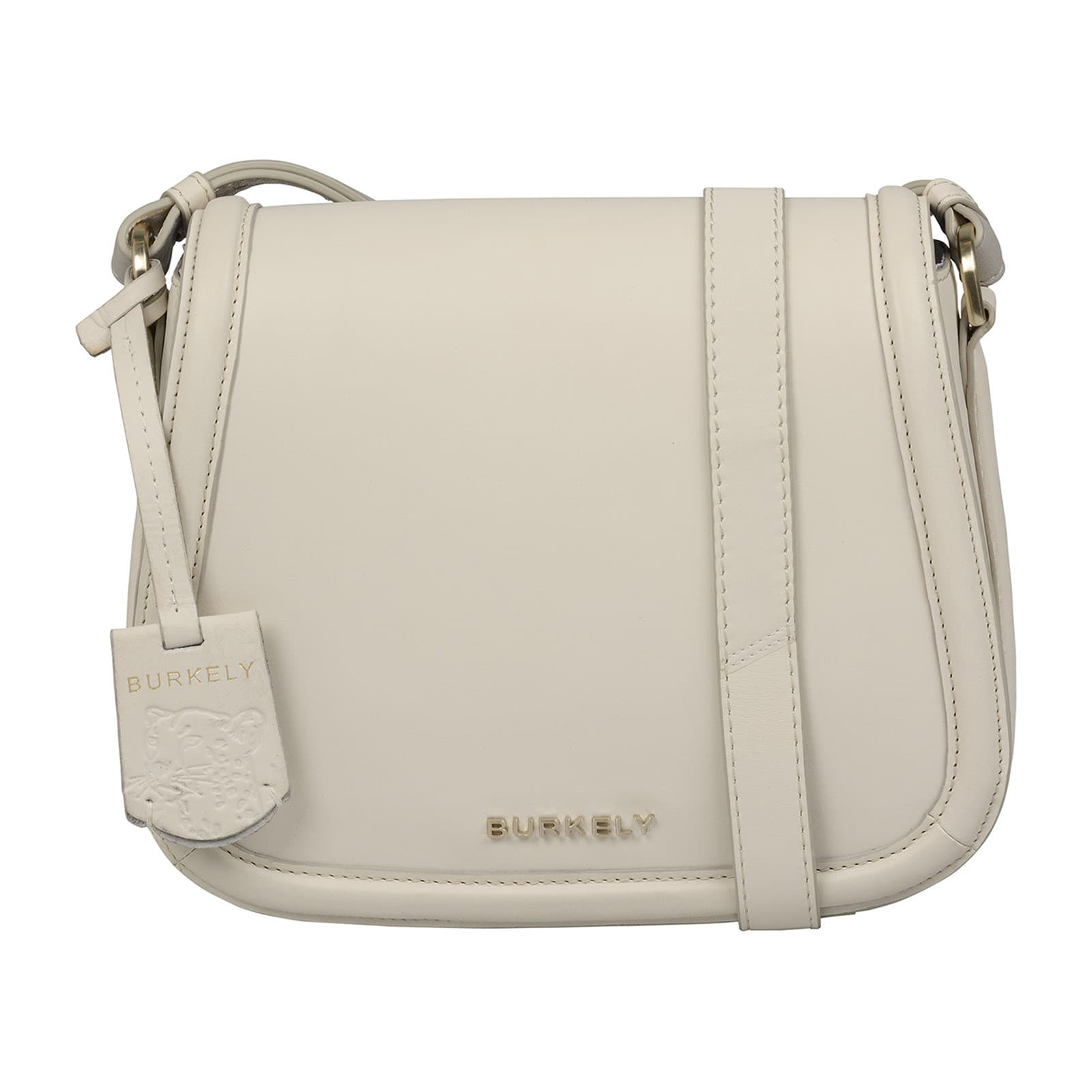 Crossbody kožená kabelka Burkely Belouwe, krémová