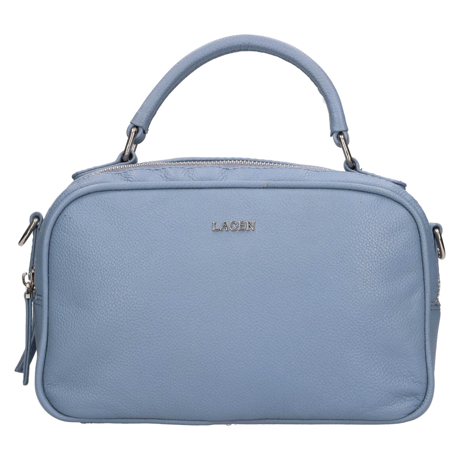 Kožená crossbody kabelka Lagen Veress, modrá