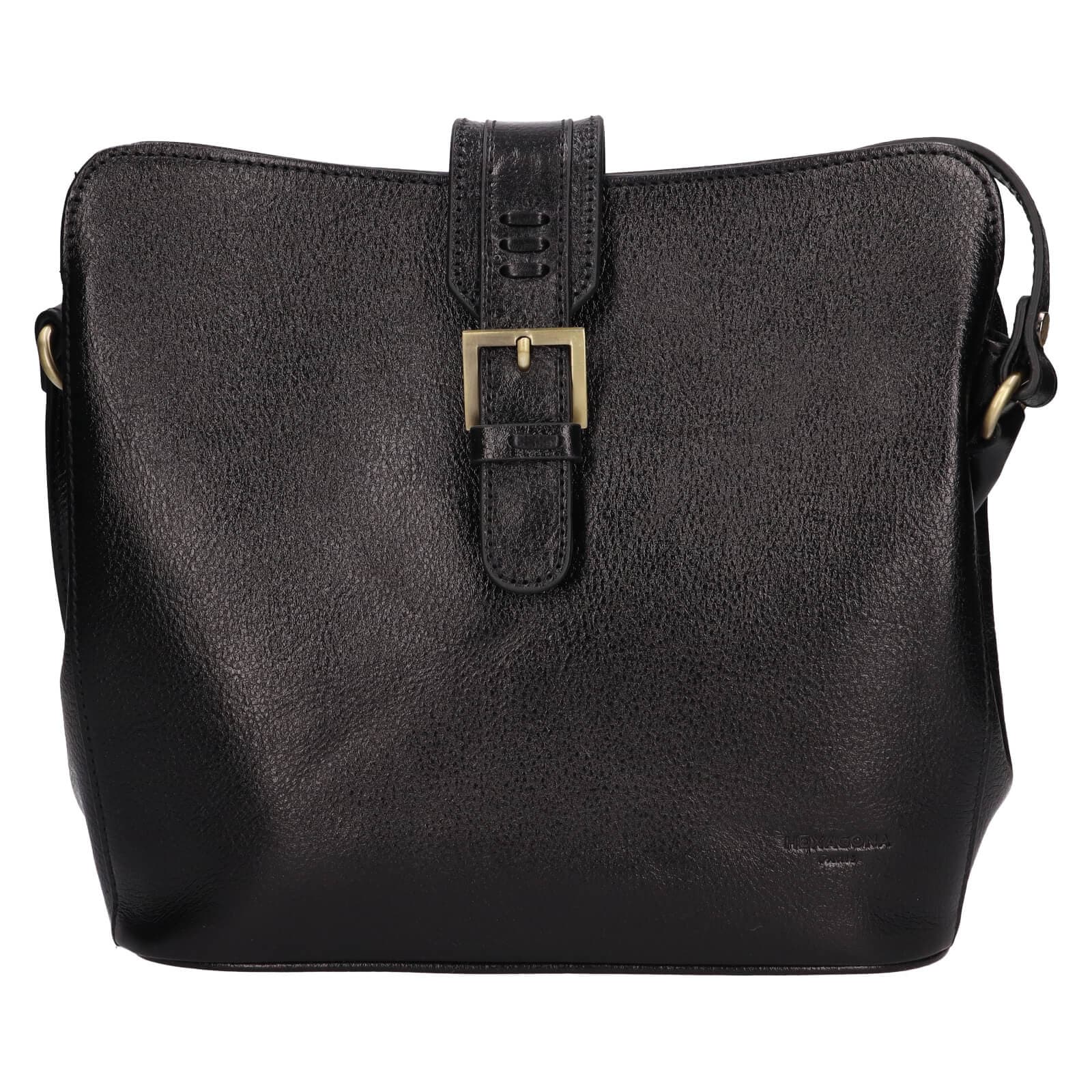 Kožená crossbody kabelka Hexagona 111960, černá