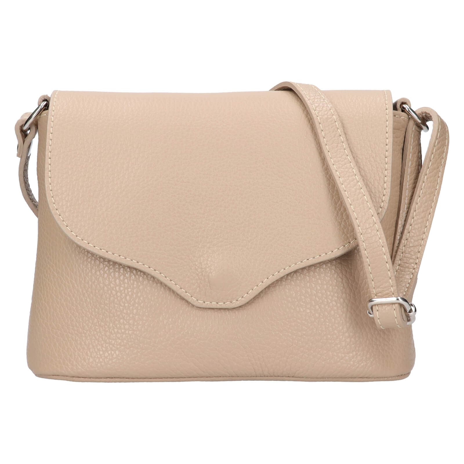 Kožená crossbody kabelka Italia Alice, béžová